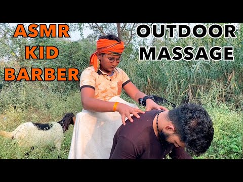 ASMR | OUTDOOR RELAXING HEAD MASSAGE BY KID BARBER | ASMR MASSAGE THERAPY